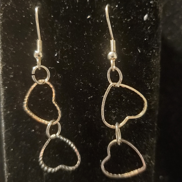 Double Heart Earrings - Picture 2 of 4